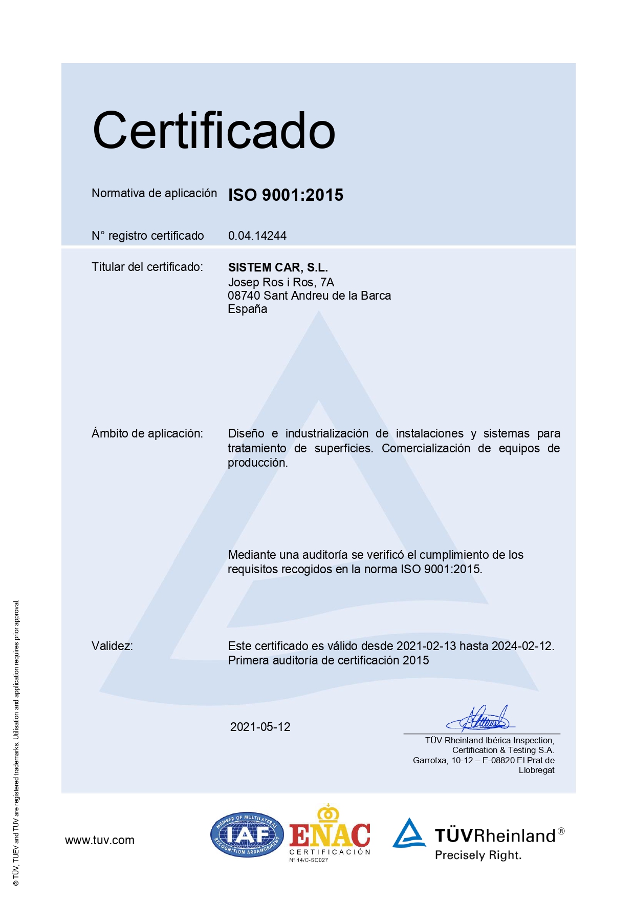 certificado ISO9001